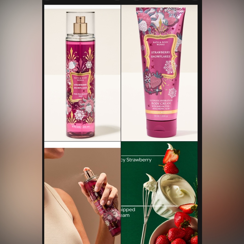 Bath & Body Works Strawberry Snowflakes Pink Body Cream